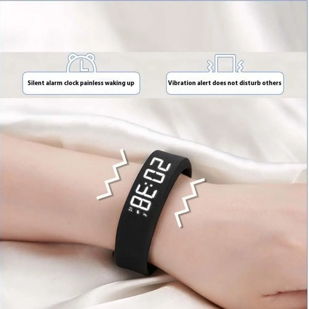 Vibrating Alarm Bracelet Watch – Silent LED Wrist Alarm with Pedometer & Sleep Tracker | Waterproof for Men, Women & Teens