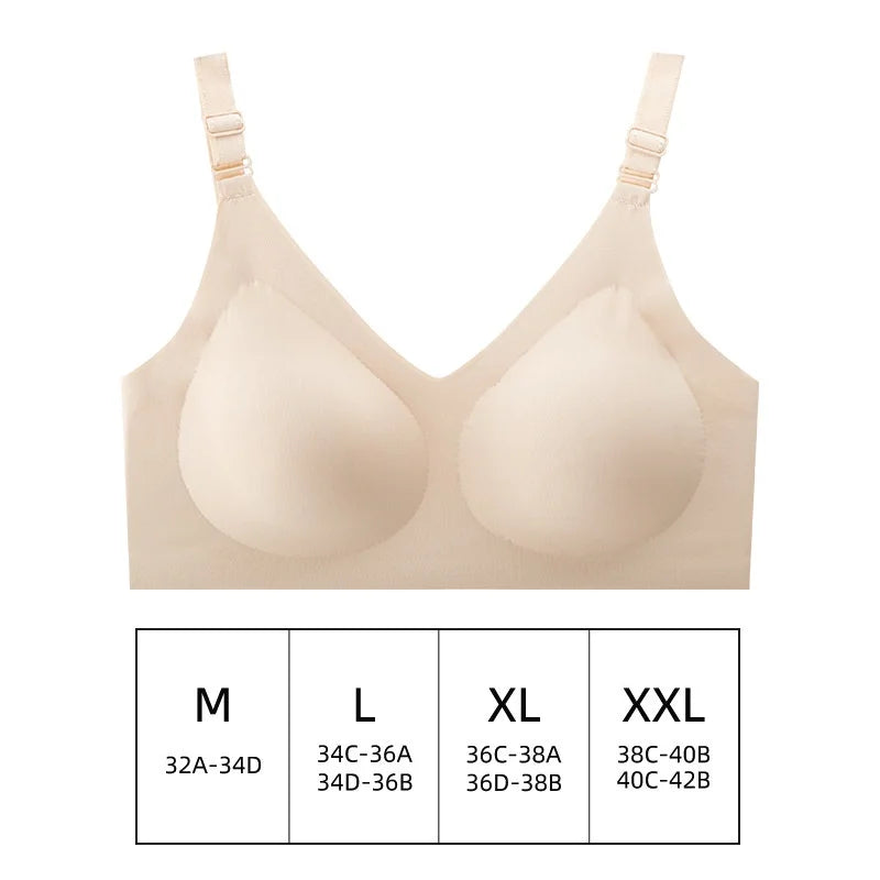 Women's Seamless Wireless Bra – Soft Deep V Gather Bra | Comfortable Everyday Lingerie