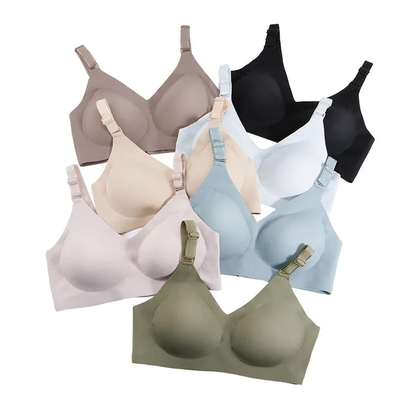 Women's Seamless Wireless Bra – Soft Deep V Gather Bra | Comfortable Everyday Lingerie