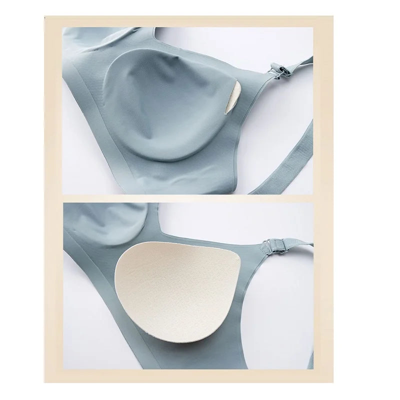Women's Seamless Wireless Bra – Soft Deep V Gather Bra | Comfortable Everyday Lingerie