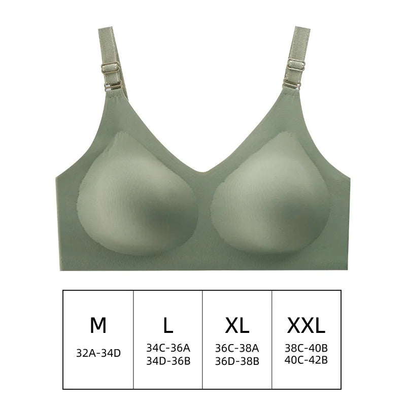 Women's Seamless Wireless Bra – Soft Deep V Gather Bra | Comfortable Everyday Lingerie