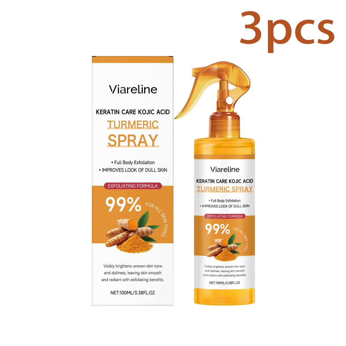 Kojic Acid & Turmeric Brightening Body Spray – Exfoliate, Glow & Even Skin Tone