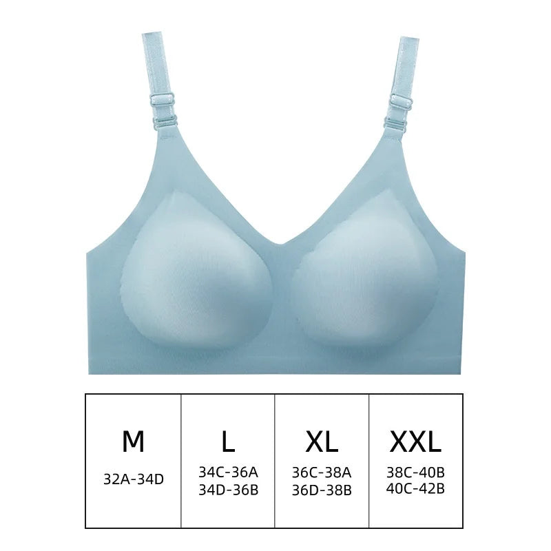 Women's Seamless Wireless Bra – Soft Deep V Gather Bra | Comfortable Everyday Lingerie