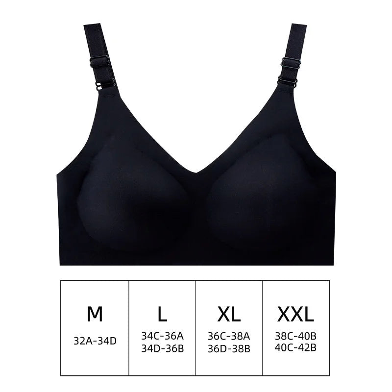 Women's Seamless Wireless Bra – Soft Deep V Gather Bra | Comfortable Everyday Lingerie