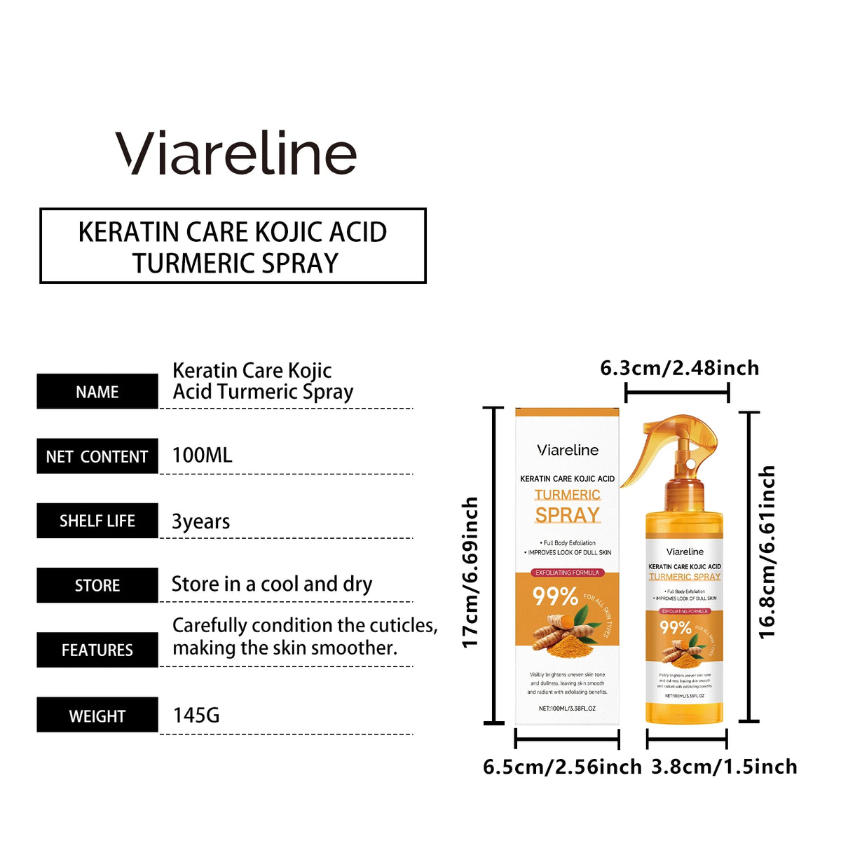 Kojic Acid & Turmeric Brightening Body Spray – Exfoliate, Glow & Even Skin Tone