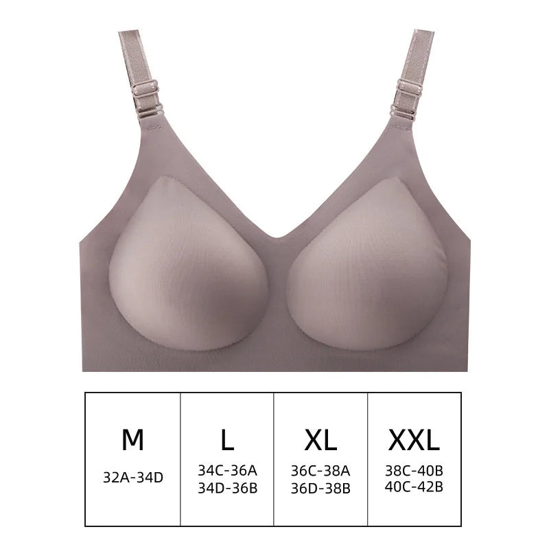 Women's Seamless Wireless Bra – Soft Deep V Gather Bra | Comfortable Everyday Lingerie