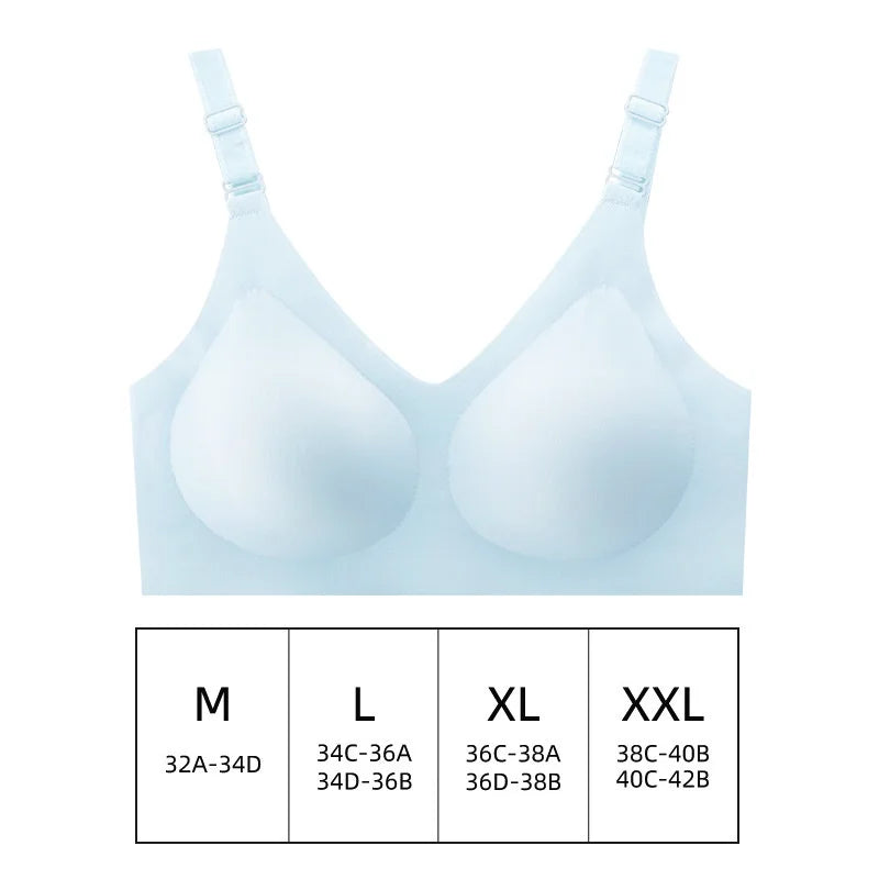 Women's Seamless Wireless Bra – Soft Deep V Gather Bra | Comfortable Everyday Lingerie