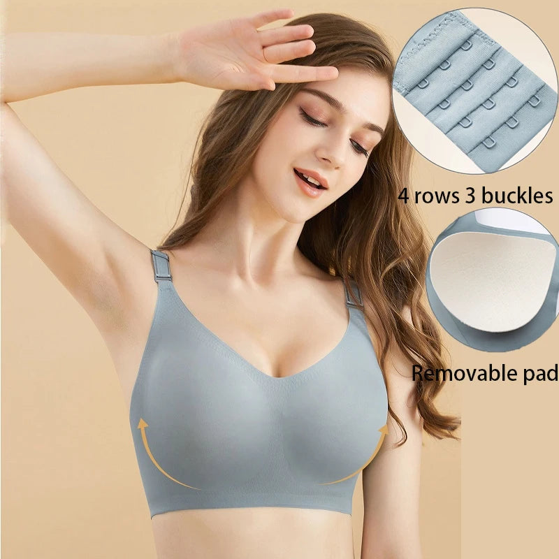Women's Seamless Wireless Bra – Soft Deep V Gather Bra | Comfortable Everyday Lingerie