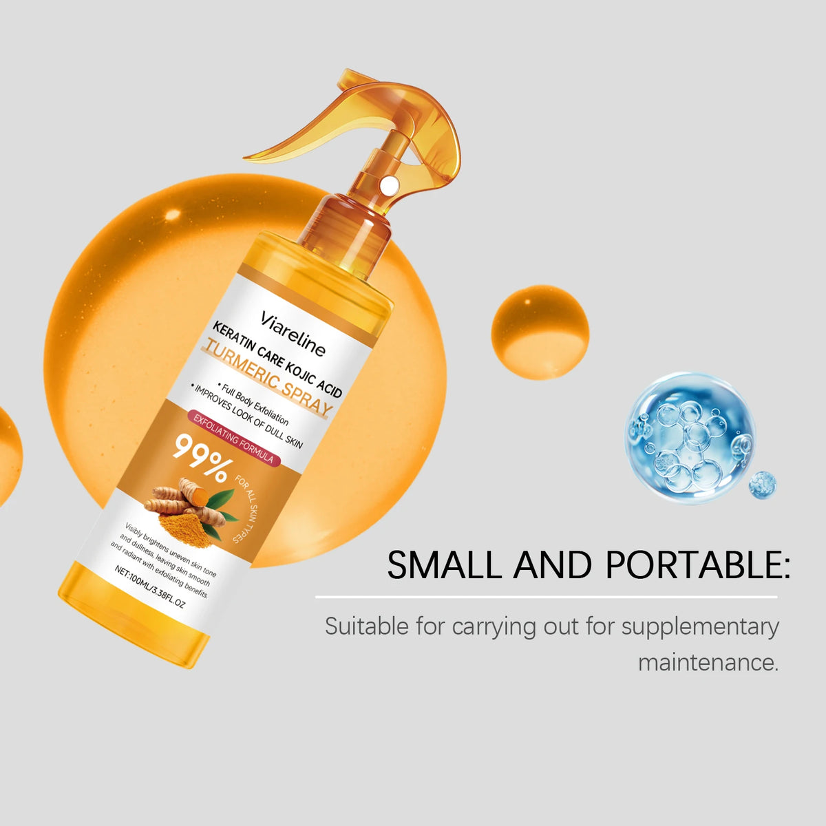 Kojic Acid & Turmeric Brightening Body Spray – Exfoliate, Glow & Even Skin Tone