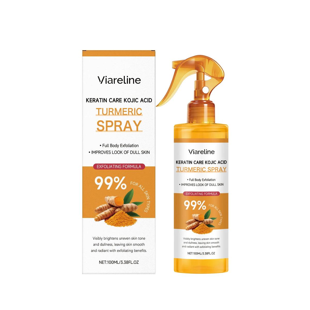 Kojic Acid & Turmeric Brightening Body Spray – Exfoliate, Glow & Even Skin Tone